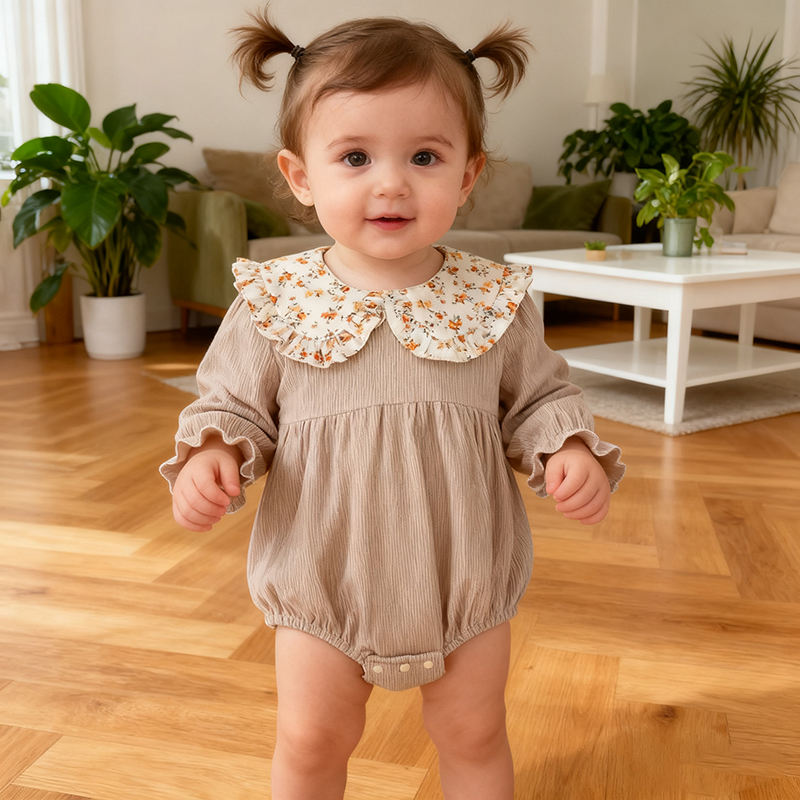 Newborn Baby Girl Romper Floral - Printemps Vintage nouveau-né infantile bébé filles