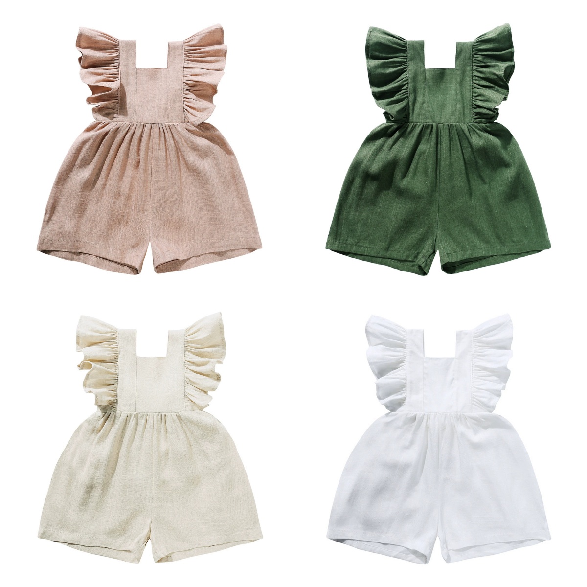 Baby Summer Linen Sleeveless Jumpsuit - Barboteuse d'été 2026 pour nouveau-né fille,
