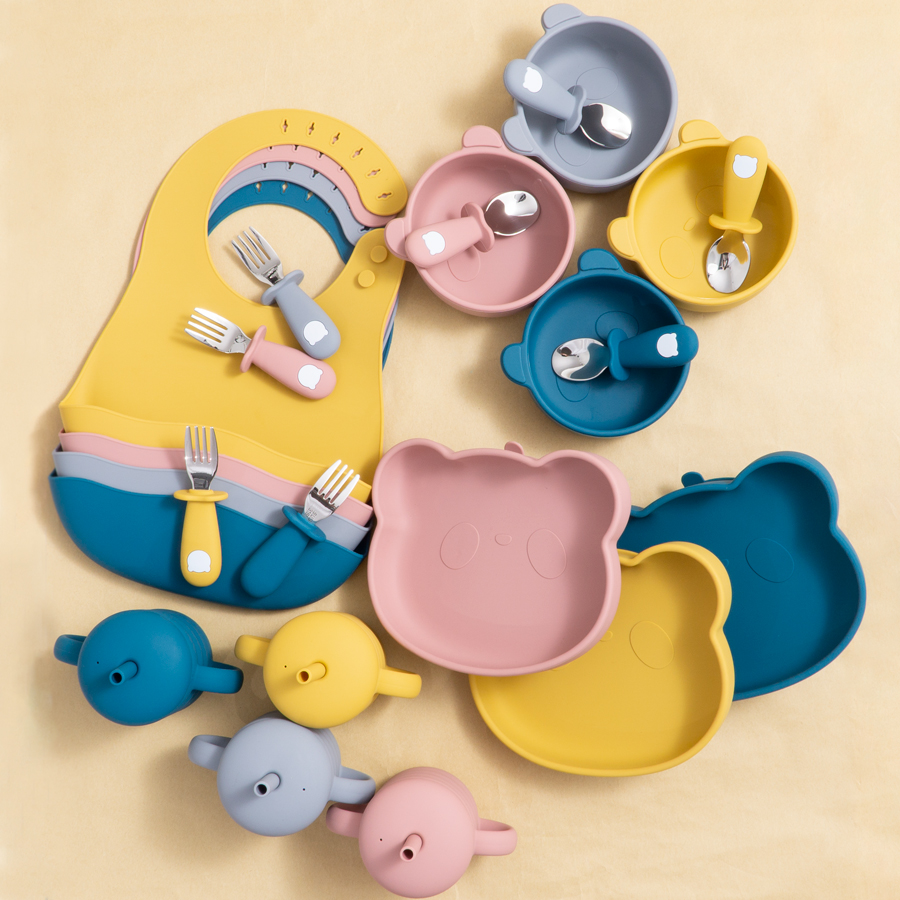 Waterproof Baby Bibs Silicone - Ensemble bavoir en silicone imperméable pour